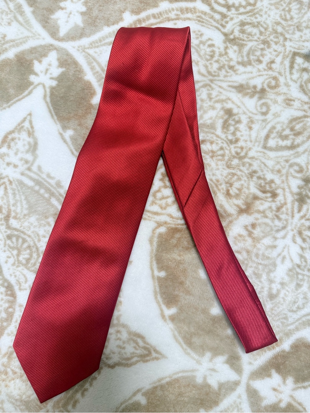 Classic Red Mens Tie - Elegant Solid Red Necktie